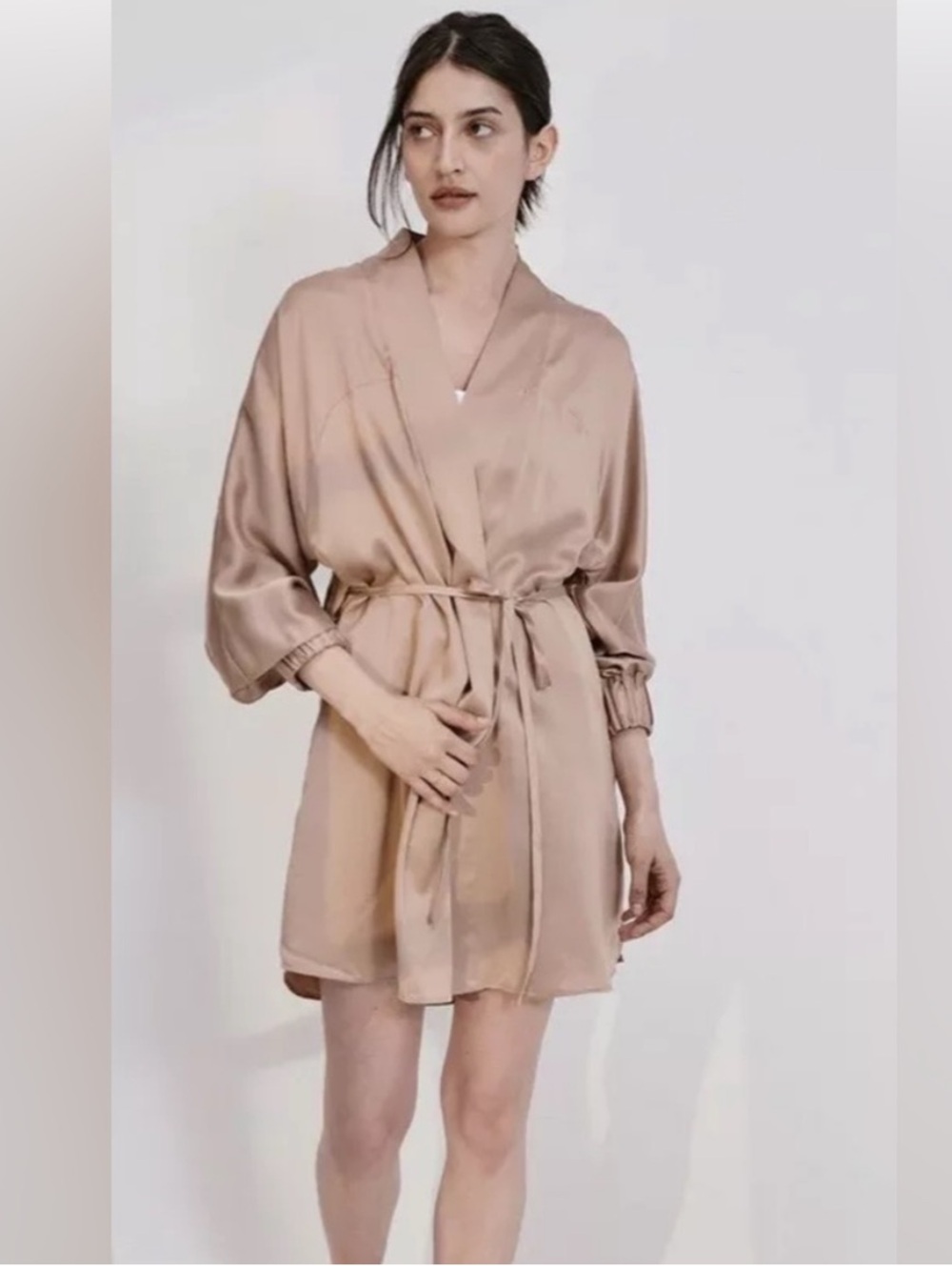 * XS/S * lunya 100% silk washable robe (otium tan)